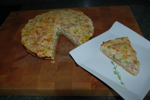 Quiche de puerros y jamón