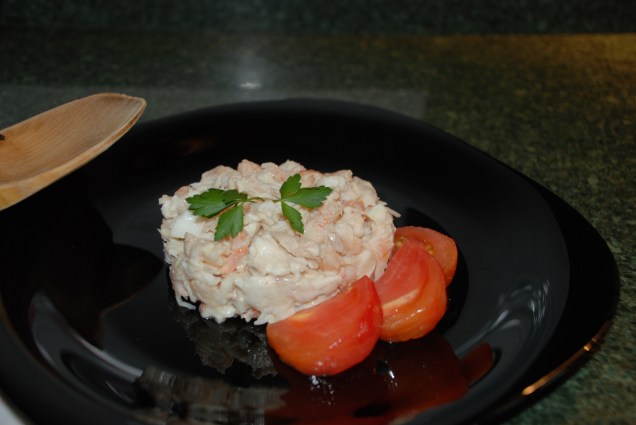 Pastel frío de merluza y gambas